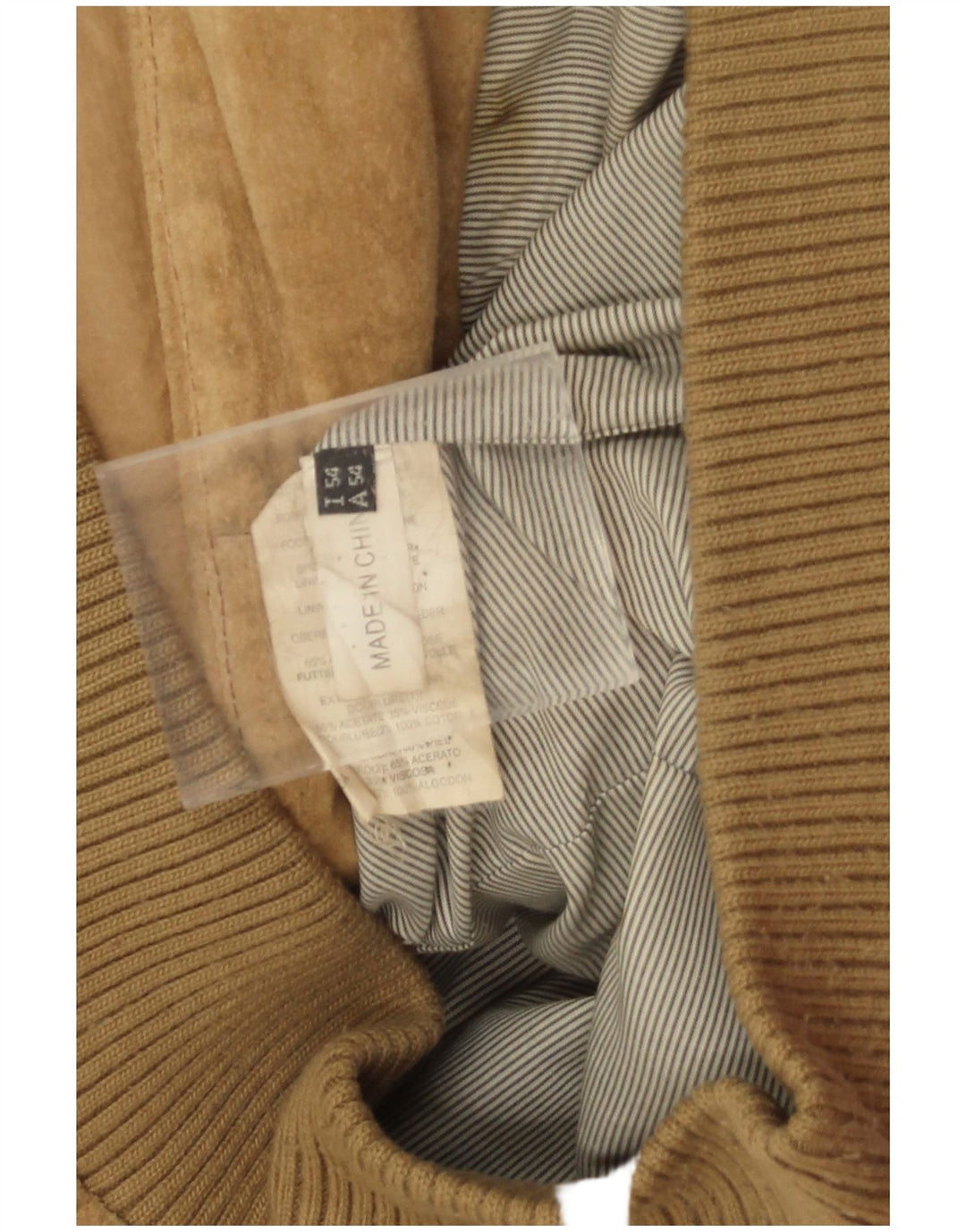 Vintage herre ruskind bomberjakke IT 54 2XL beige læder