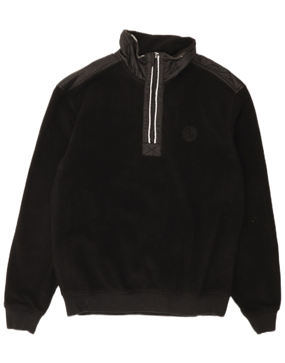 Bugatti Herren-Fleecepullover mit Reißverschluss am Hals, groß, aus schwarzem Polyester