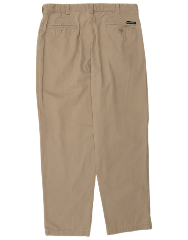 Eddie Bauer Mens Relaxed Fit Chino Trousers W38 L32 Beige Cotton