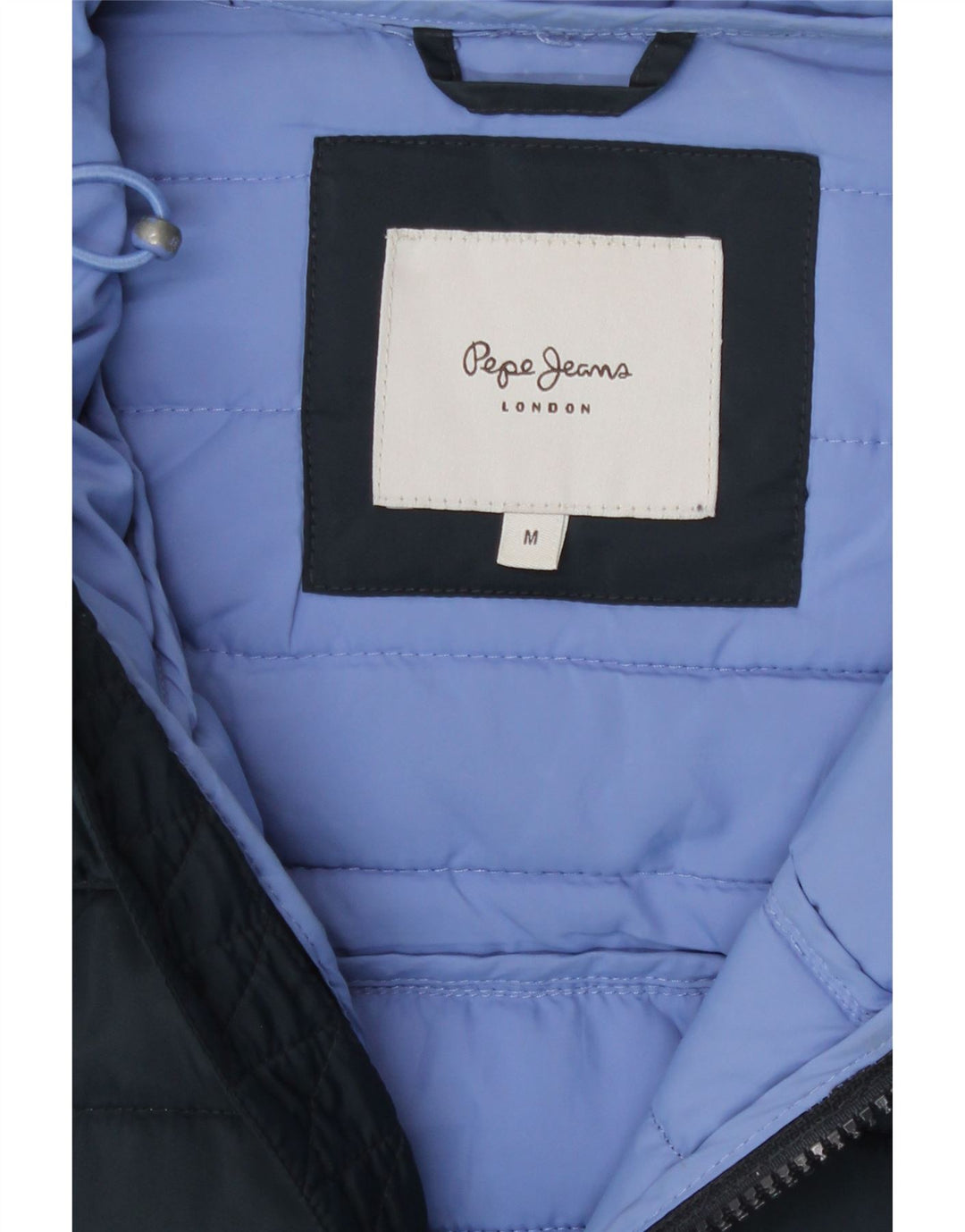 PEPE Jeans Mens Hooded Padded Jacket UK 38 Medium Navy Blue Polyester