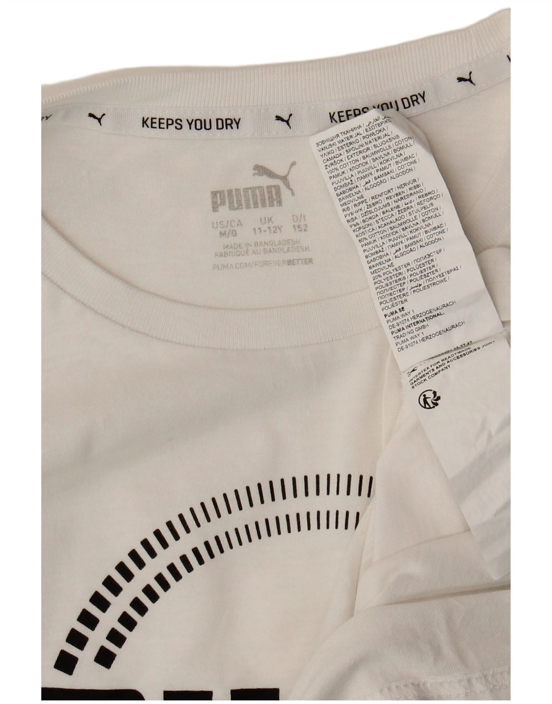 Puma Boys Graphic T-Shirt Top 11-12 Years Medium White Cotton