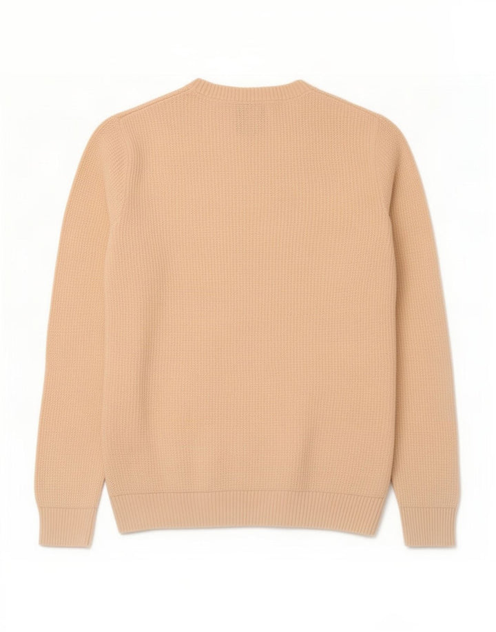 Zara Mens Crew Neck Jumper Sweater Medium Beige Cotton
