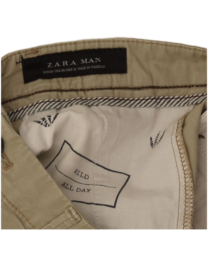 Zara Mens Chino Shorts EU 38 Small W30  Beige