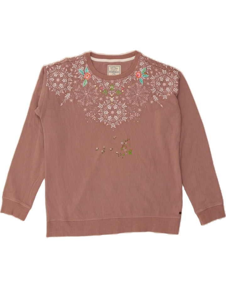FAT FACE Womens Sweatshirt Jumper UK 12 Medium  Brown Floral Cotton Vintage Fat Face and Second-Hand Fat Face from Messina Hembry 