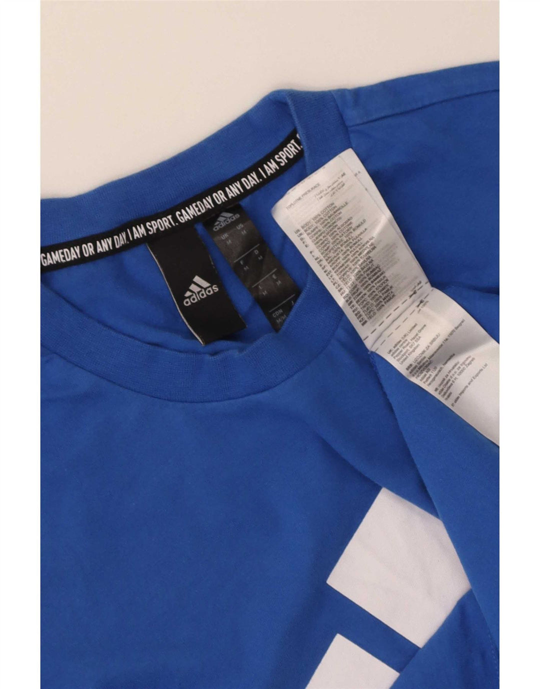 Adidas Mens Graphic T-Shirt Top Medium Blue Cotton