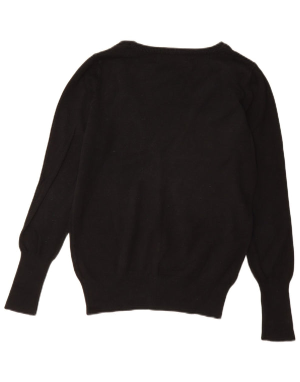 Zara Dame Cardigan Sweater UK 12 Medium Sort Bomuld