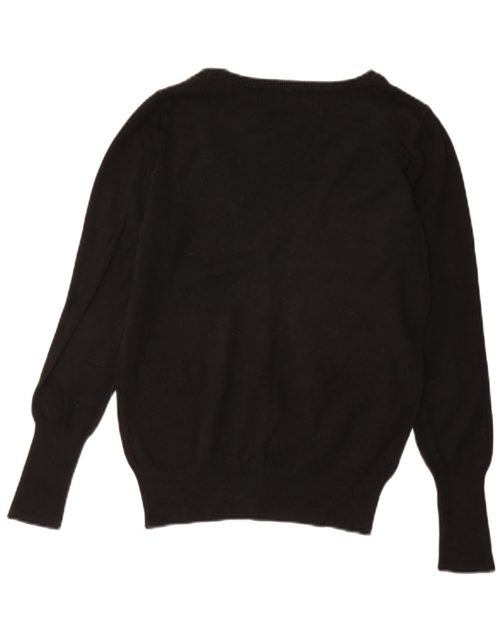 Zara Womens Cardigan Sweater UK 12 Medium Black Cotton