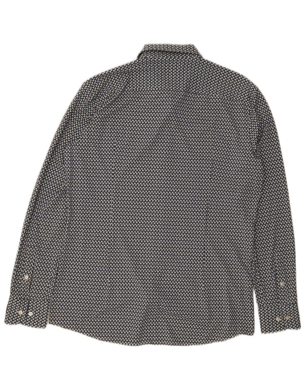 Hugo Boss Chemise slim fit pour homme Taille 42 16 1/2 Large Polyamide géométrique bleu
