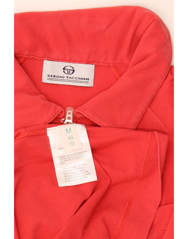 Sergio Tacchini Womens Polo Shirt UK 12 Medium Red Cotton