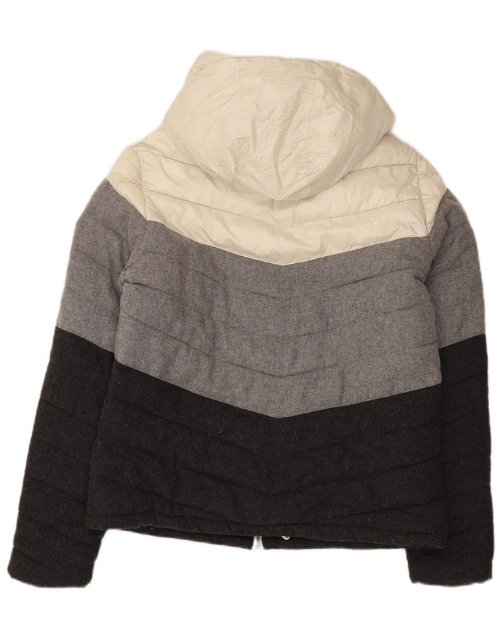 Superdry Womens Hooded Padded Jacket UK 18 XL Multicoloured Colourblock