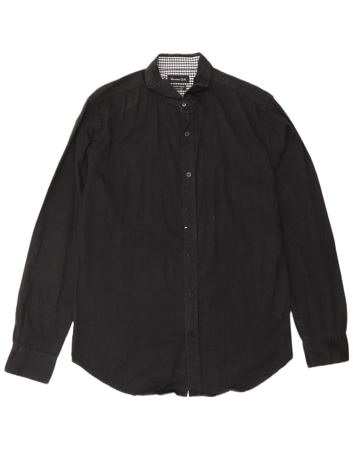 MASSIMO DUTTI Mens Shirt EU 40 Medium Black Colourblock Cotton