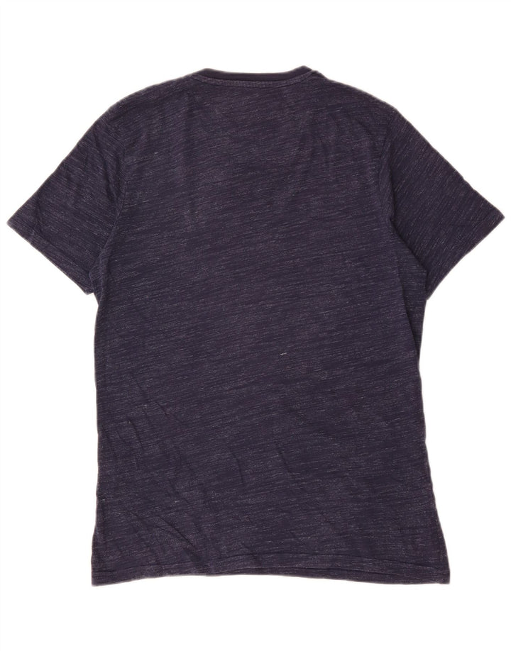 Jack & Jones Mens Graphic T-Shirt Top Medium Navy Blue Flecked Cotton