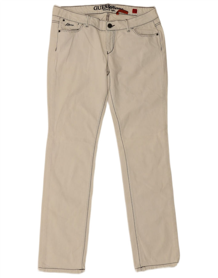 Jeans slim da donna Guess W33 L34 cotone bianco sporco