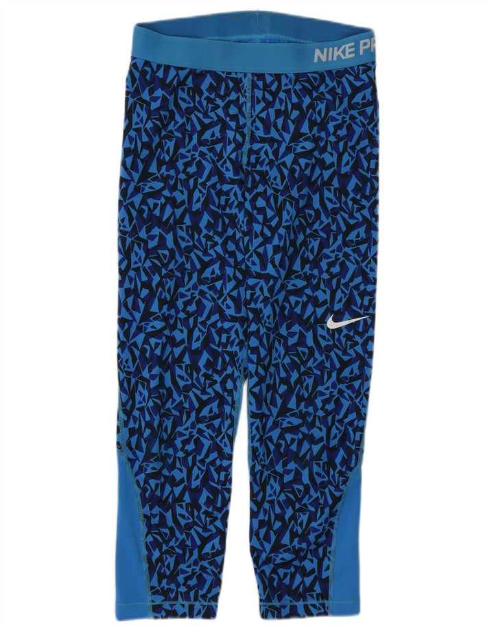 Leggings corti Nike da donna UK 12 poliestere geometrico blu medio