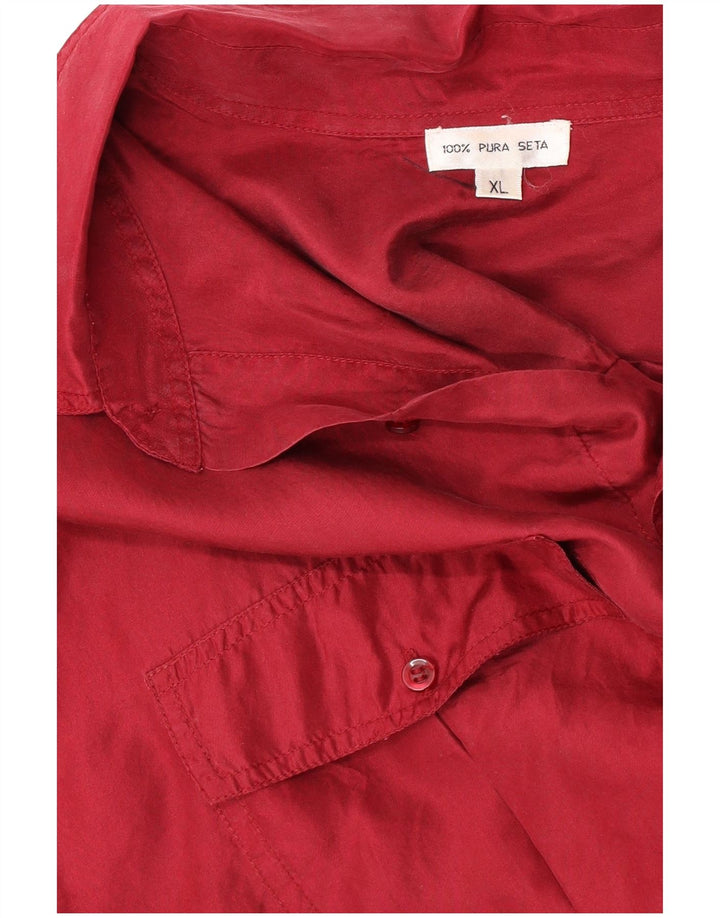 Vintage Mens Shirt XL Red Silk