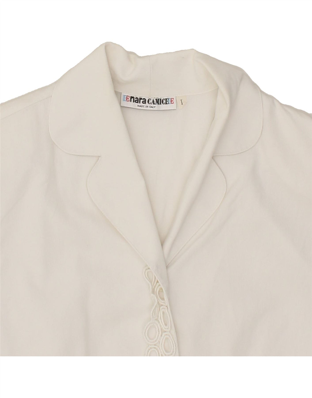 ENARA CAMICE Womens Short Sleeve Blazer Jacket UK 12 Medium White Cotton Vintage Enara Camice and Second-Hand Enara Camice from Messina Hembry 