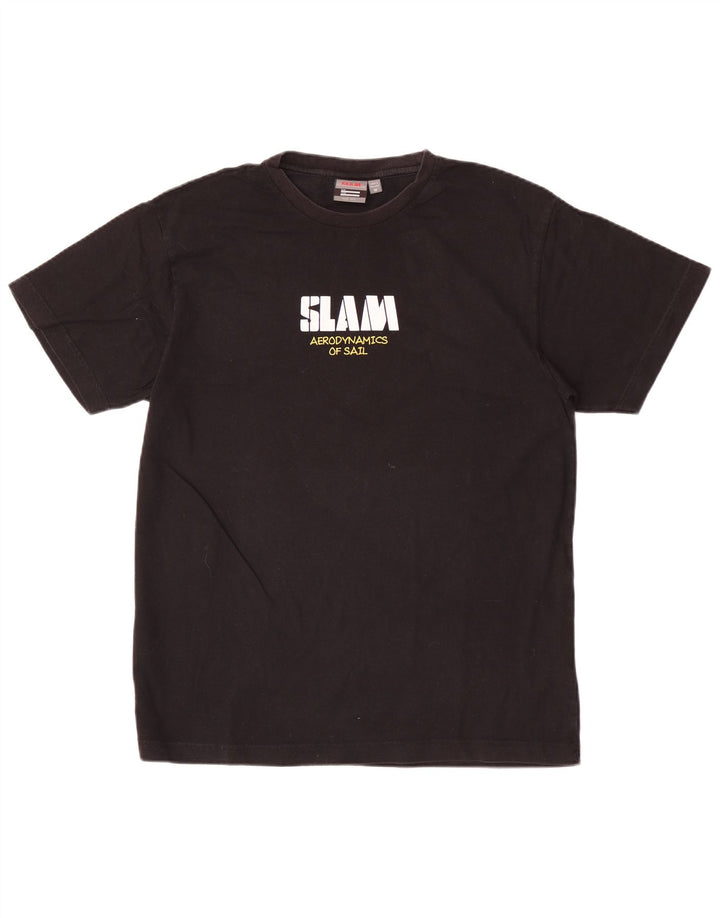 T-shirt grafica da uomo Slam Top in cotone nero medio