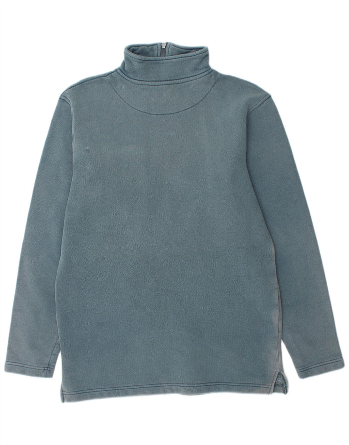 WEIRD FISH Felpa da uomo con collo con zip, maglione piccolo in cotone blu