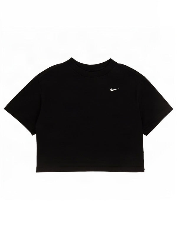 Женская укороченная футболка оверсайз Nike UK 10, маленькая, черный хлопок