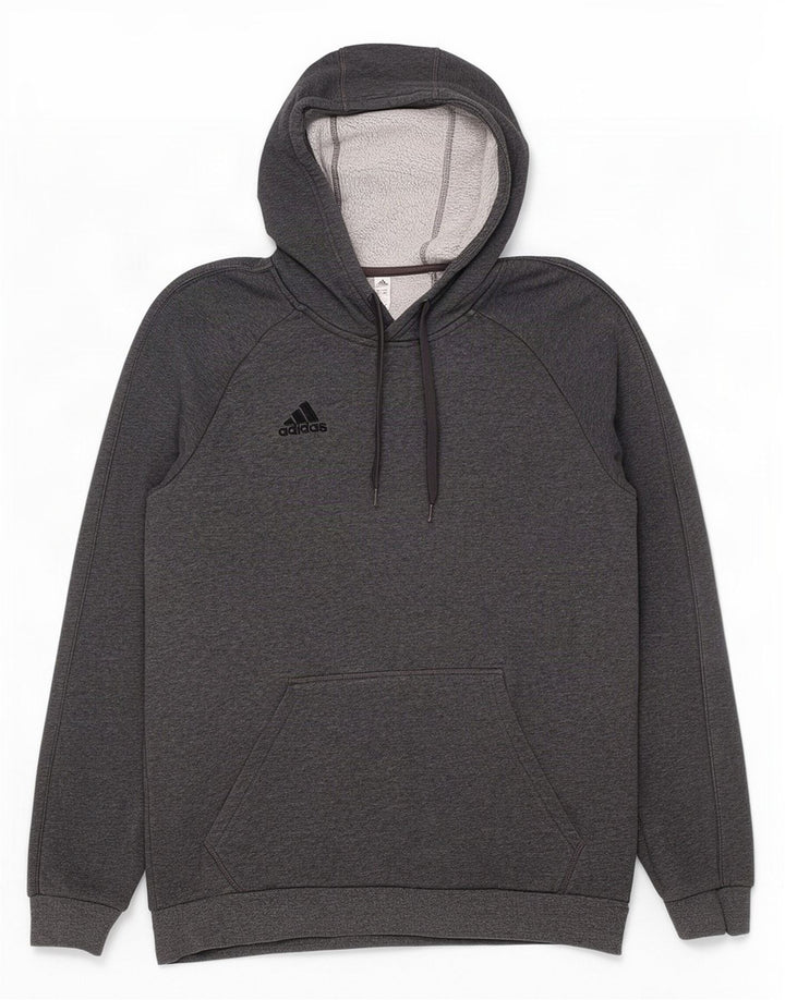 Adidas Mens Hoodie Jumper Medium Grey Flecked Cotton