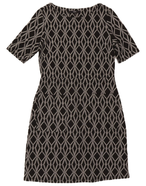 Next Womens Sheath Dress UK 12 Medium Grey Geometric Polyester