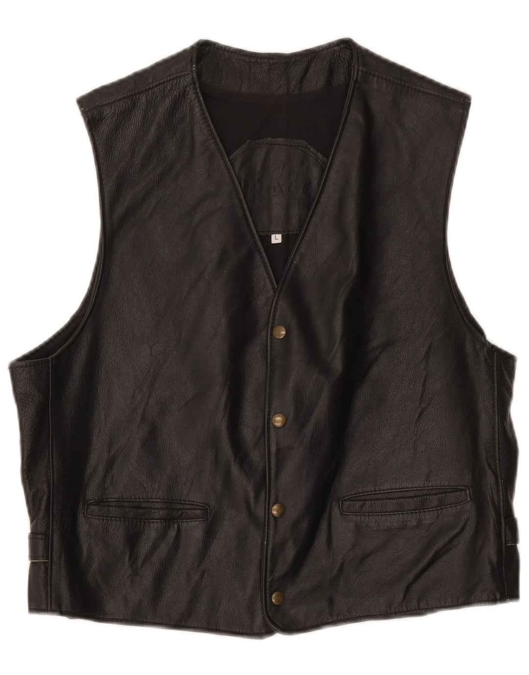 Chaleco de cuero para hombre grande negro