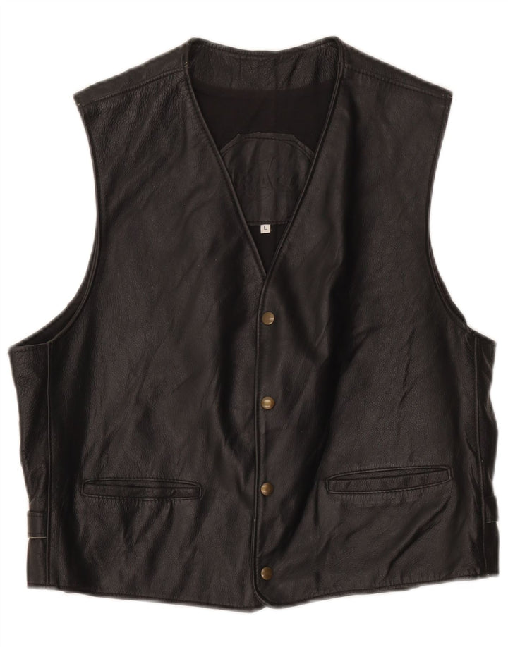 Chaleco de cuero para hombre grande negro