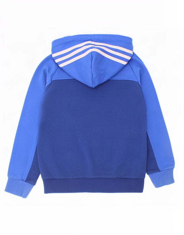 Adidas Boys Hoodie Jumper 7-8 Years Navy Blue Colourblock Cotton