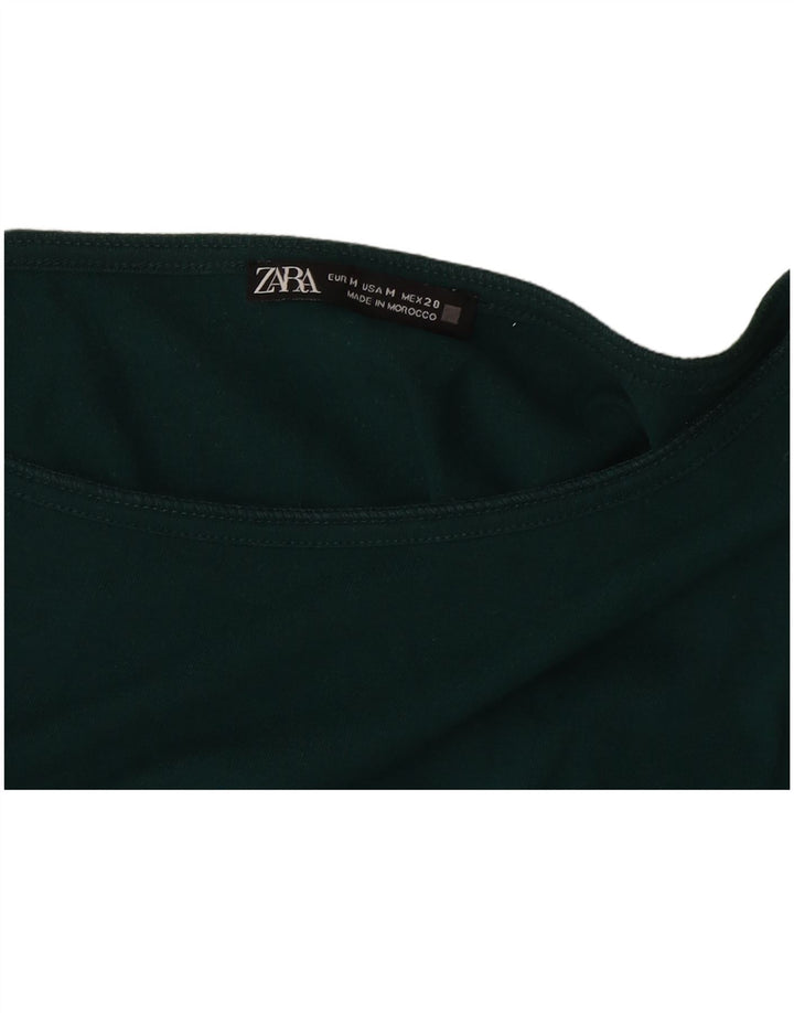 Zara Womens Crop Top Long Sleeve UK 14 Medium Green