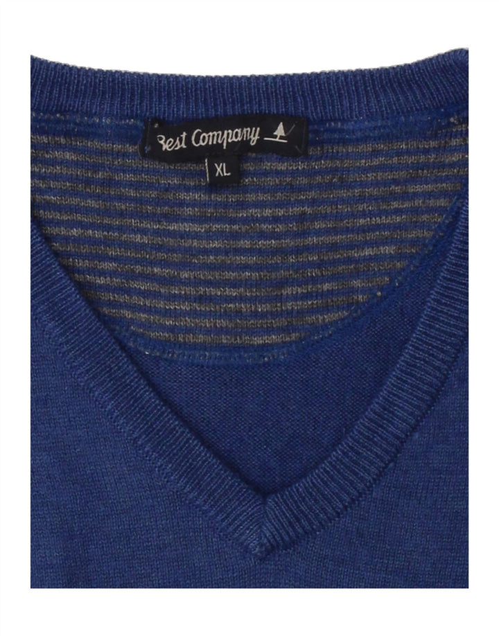 BEST COMPANY Mens V-Neck Jumper Sweater XL Blue Vintage Best Company and Second-Hand Best Company from Messina Hembry 