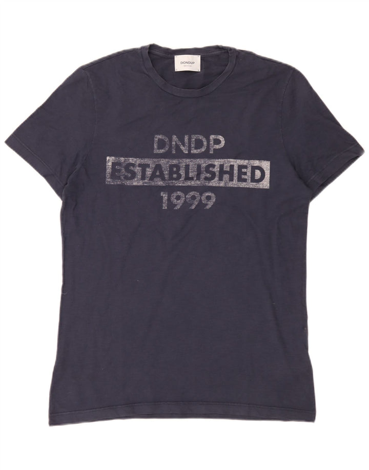 Dondup Herre Grafisk T-Shirt Top Medium Marineblå Bomuld