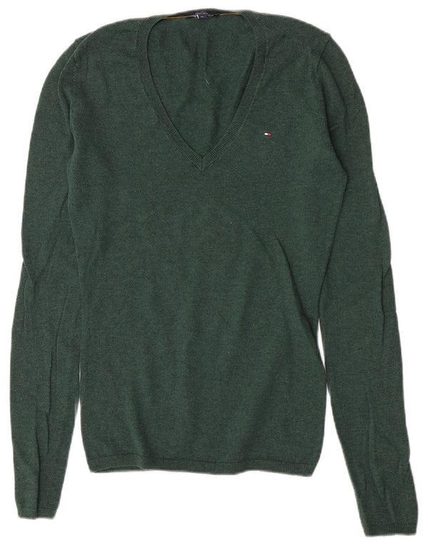 Tommy Hilfiger Pull coupe régulière à col en V pour femme UK 6 XS Vert