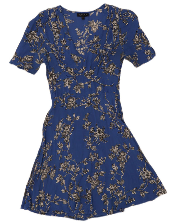 Topshop Robe trapèze pour femme UK 8 Petit Bleu Floral