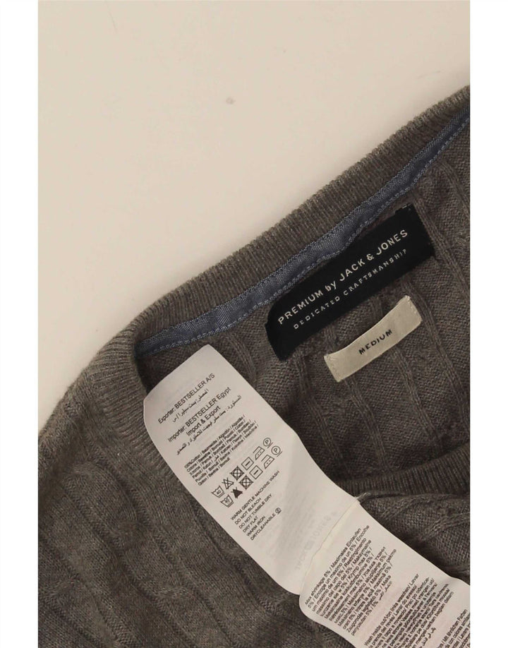 Jack & Jones Mens Crew Neck Jumper Sweater Medium Grey Cotton