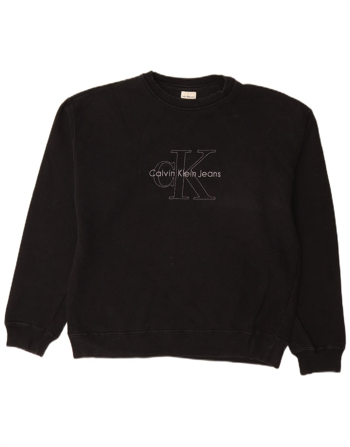 CALVIN KLEIN JEANS Mens Graphic Sweatshirt Jumper XL Black