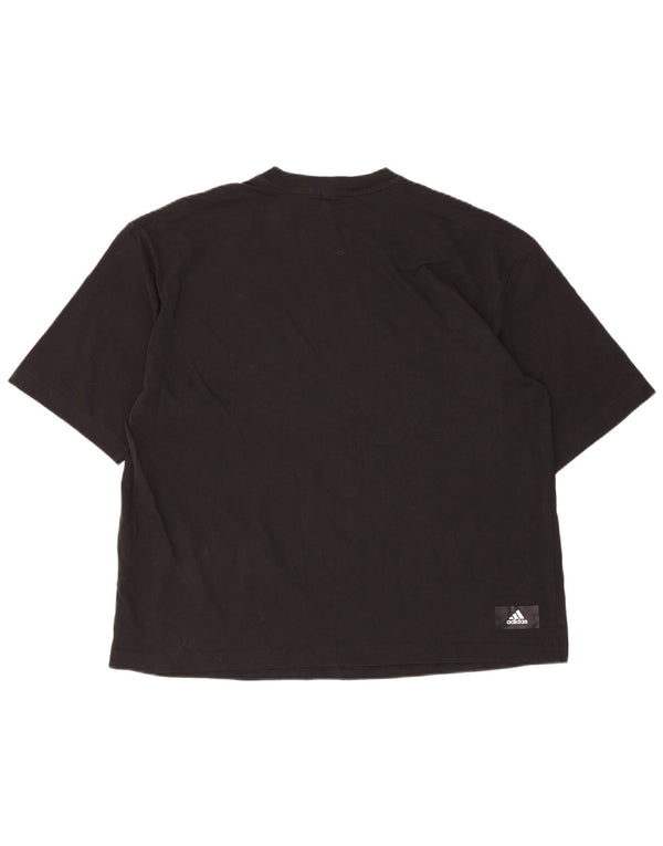 Adidas Herre Grafisk T-Shirt Top UK 12/14 Medium Sort Bomuld