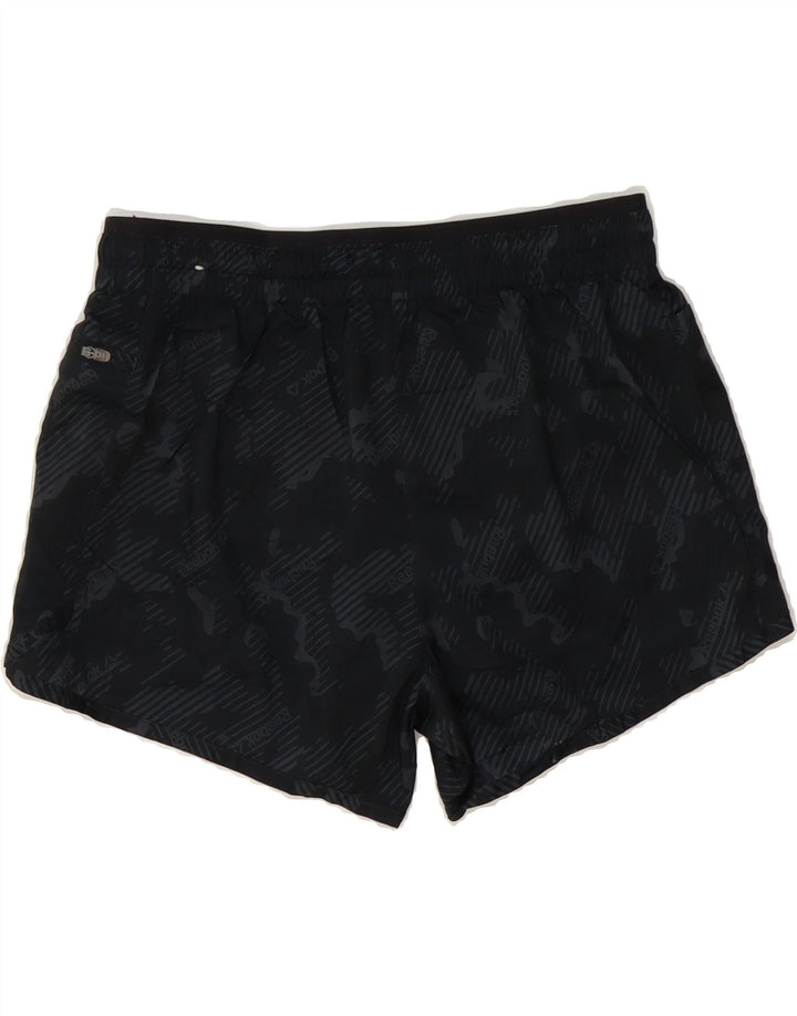 REEBOK Womens Graphic Sport Shorts UK 10 Small  Black Striped Polyester Vintage Reebok and Second-Hand Reebok from Messina Hembry 