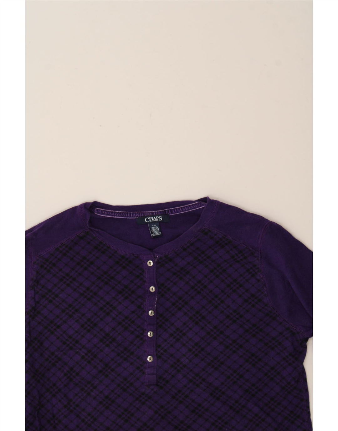 CHAPS Womens Top Long Sleeve UK 16 Large Purple Check Cotton Vintage Chaps and Second-Hand Chaps from Messina Hembry 