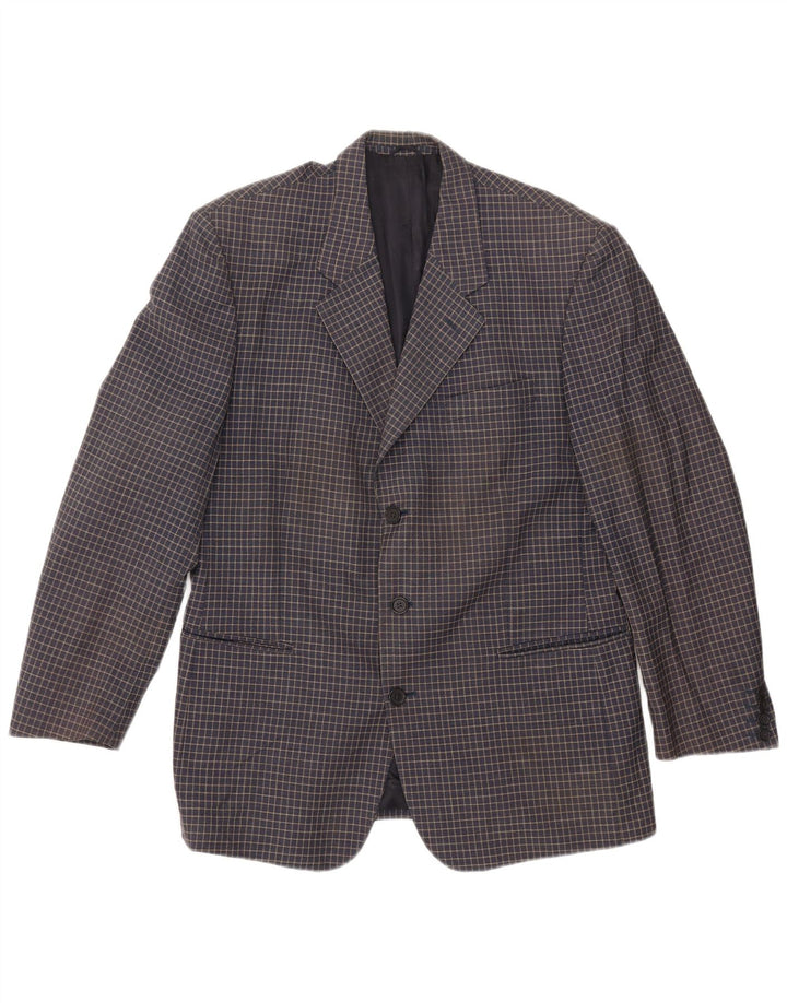 Renato Balestra Mens 3 Button Blazer Jacket UK 38 Medium Navy Blue Check