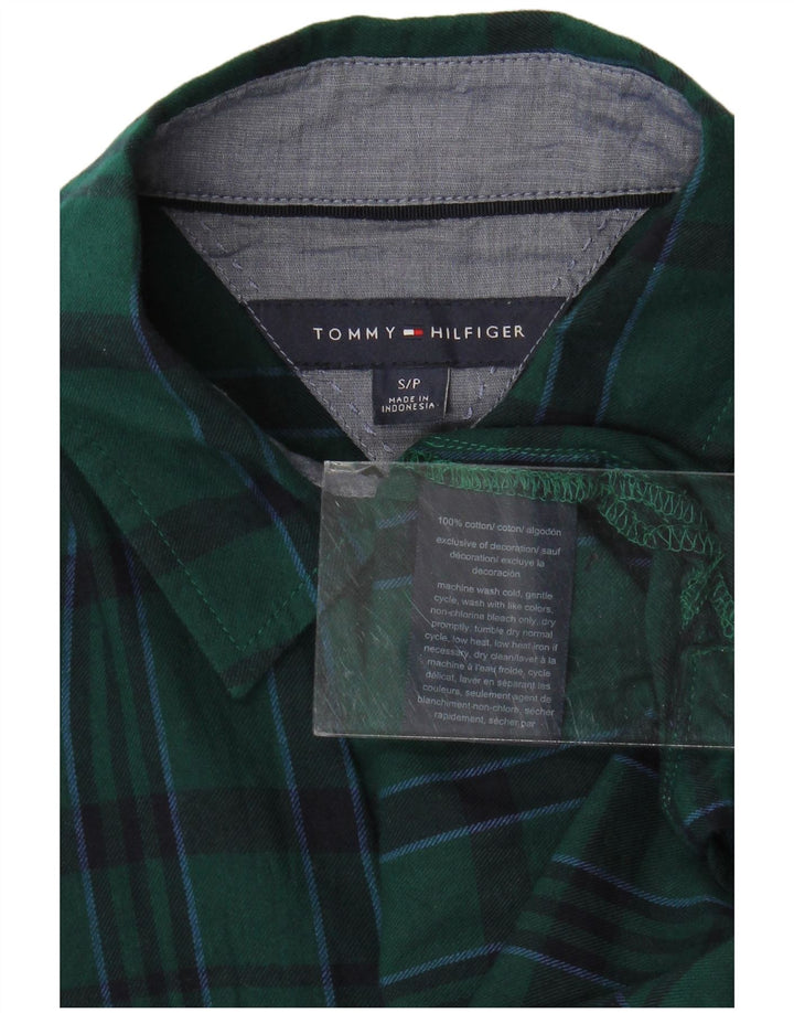 TOMMY HILFIGER Womens Oversized Flannel Shirt UK 10 Small Green Check