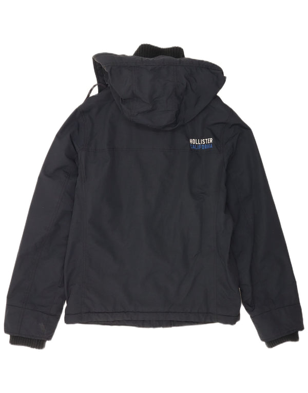 Hollister Mens Hooded Windbreaker Jacket UK 38 Medium Navy Blue Nylon