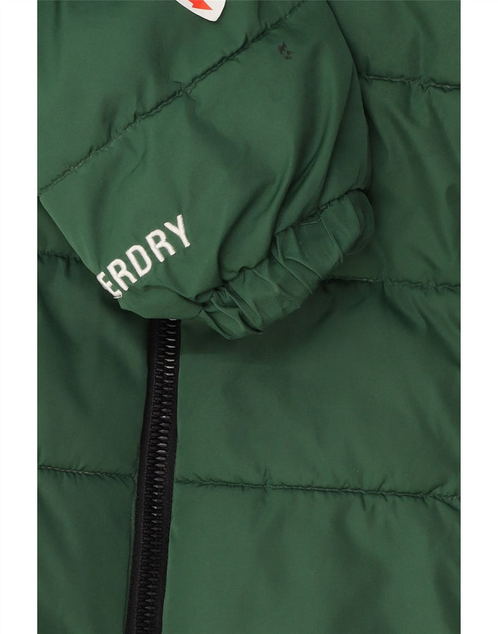 Superdry oversize polstret jakke med hætte til kvinder UK 10 Lille grøn polyester