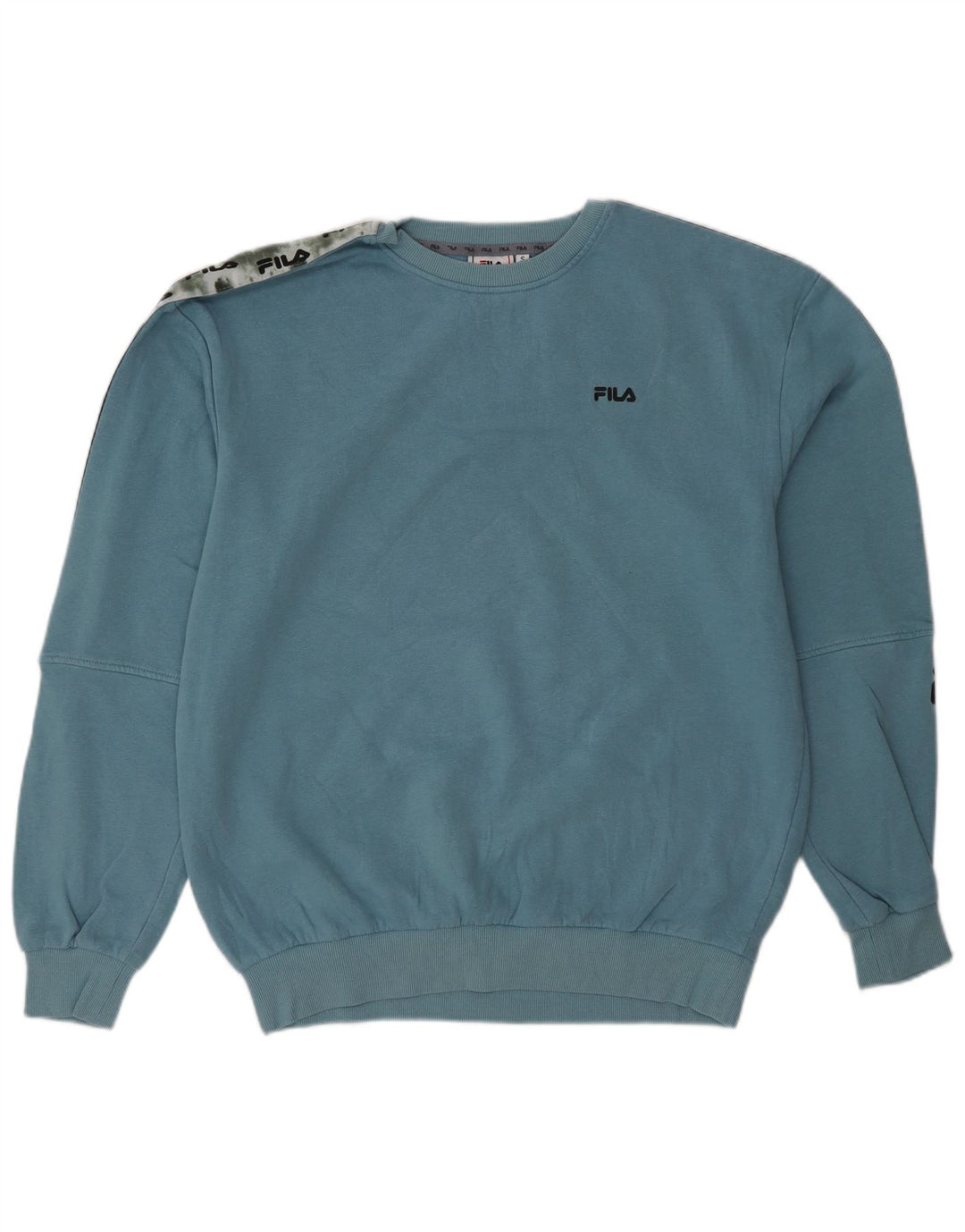 FILA Grafisk sweatshirt til mænd, lille blå farveblok bomuld
