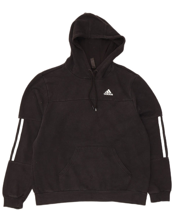 Adidas oversized hættetrøjetrøje til kvinder UK 4/6 XS Sort bomuld