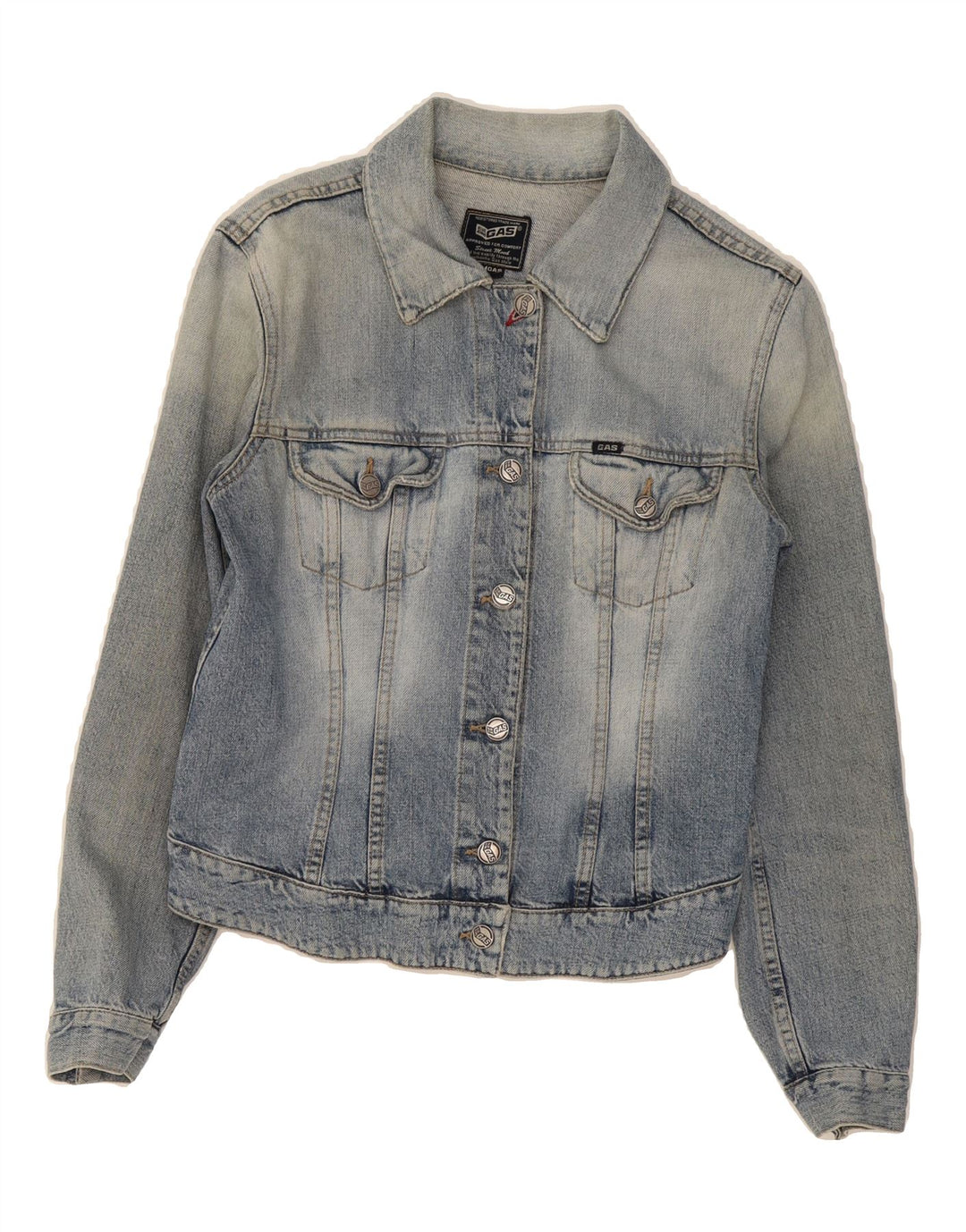 GAS Womens Denim Jacket UK 12 Medium Blue Cotton Vintage Gas and Second-Hand Gas from Messina Hembry 