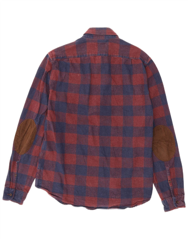 J. CREW Mens Flannel Shirt Small Burgundy Check Cotton