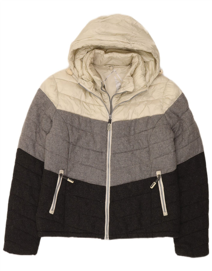 Superdry Womens Hooded Padded Jacket UK 18 XL Multicoloured Colourblock