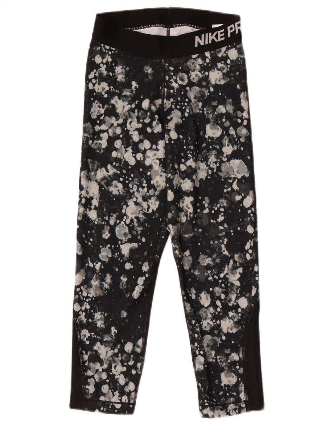 Nike Womens Graphic Capri Leggings UK 4 XS Black Tie Dye Polyester