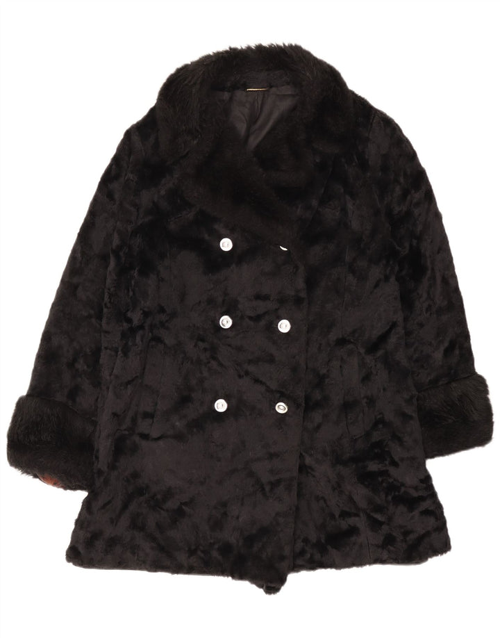 Vintage Womens Fur Coat UK 14 Medium Black