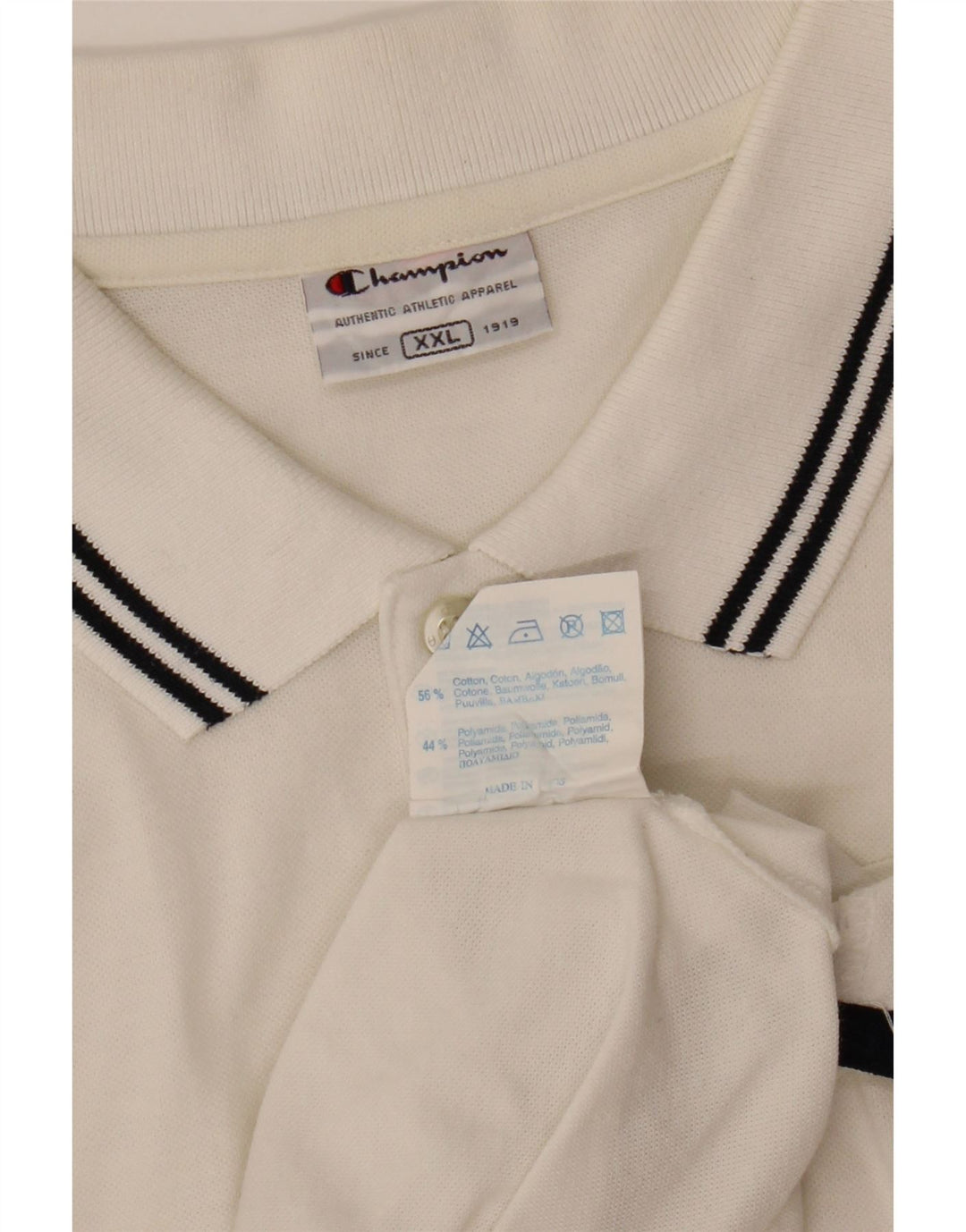 CHAMPION Herre poloshirt 2XL Hvid Bomuld
